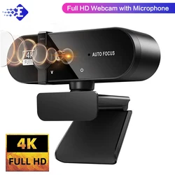 Cámara Web 4K USB con Micrófono y Autofocus para Videollamadas