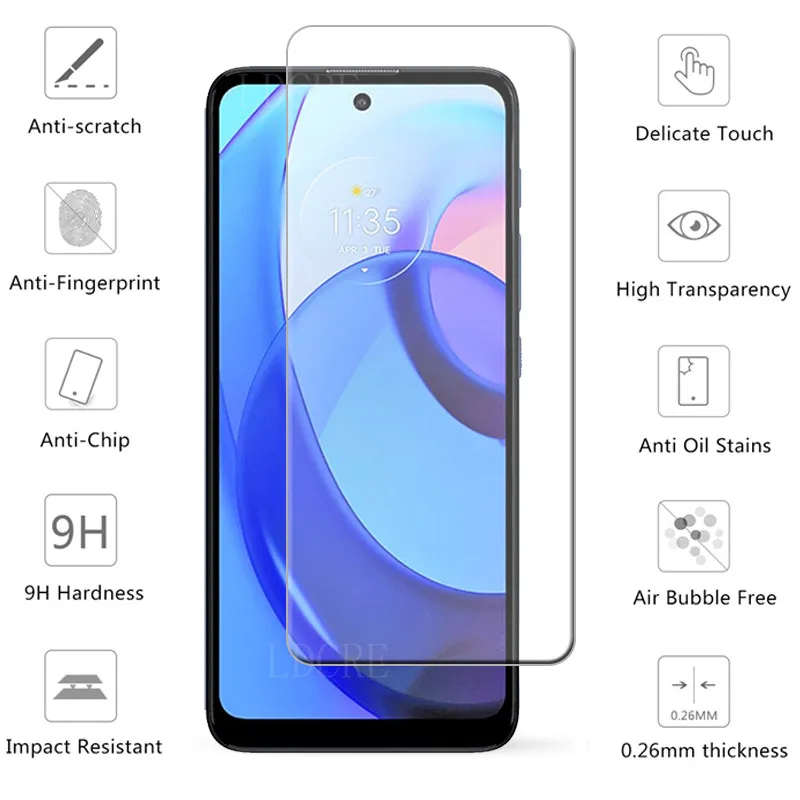 4 en 1 Protector de pantalla de cristal templado para Moto, película transparente 9H para Motorola Moto E30, Moto E40, E30 - imagen 2