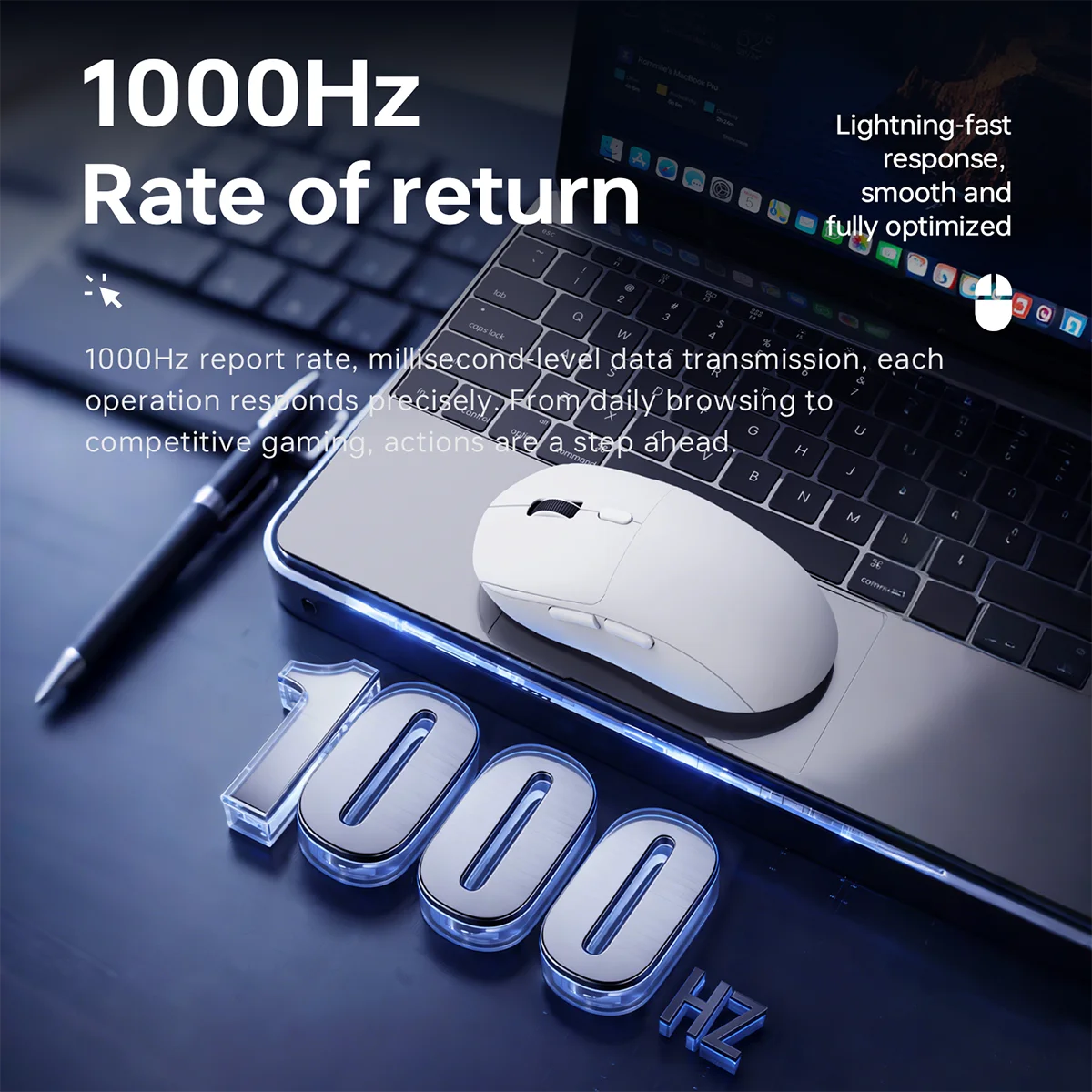 NJ07 Ratón Tri-mode Connect 2,4 GHz inalámbrico/Bluetooth/con cable con 32000DPI para tabletas, juegos móviles, PC de escritorio, ratón AJAZZ - imagen 2