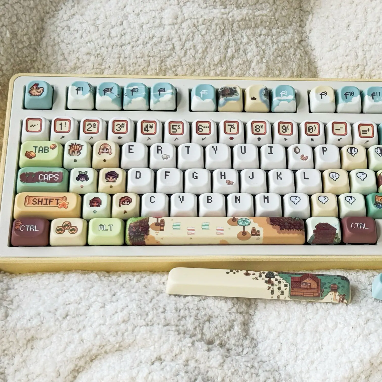 Teclas estilo píxel de 137 teclas, bonitas tapas de teclado, bonitas teclas de juego de perfil PBT Chreey para accesorios de teclado mecánico ANSI - imagen 3