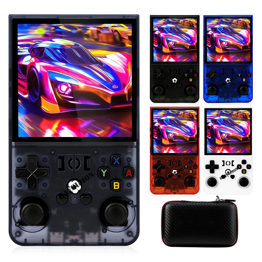 Reproductores de juegos Retro de código abierto R36 Max, pantalla IPS de 4,0 pulgadas, sistema Linux, consolas de videojuegos portátiles de bolsillo, 64GB/128GB