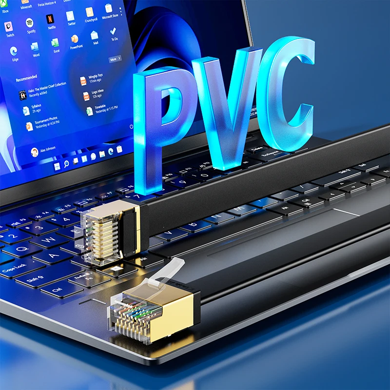 Cable Ethernet COMNEN Flat Cat 8, Cable Lan de red RJ45 de 40Gbps para PC, módem, portátil, enrutador PS5, Cable de enlace de datos de alta velocidad CAT6 - imagen 5