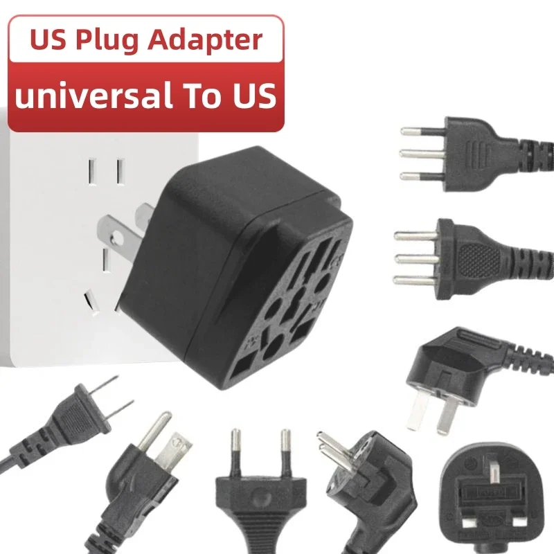 Negro blanco 10A 250V EE. UU./UE/REINO UNIDO/AU a EE. UU. Canadá Japón Taiwán México adaptador de viaje de 2 pines enchufe convertidor de enchufe Universal tipo A