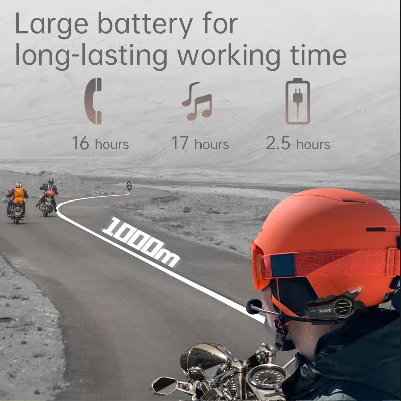 Intercomunicador para casco de motocicleta X1 Pro, auriculares Bluetooth IPX6, interfono impermeable para 2 conductores, interfono comunicador de 1000M - imagen 5