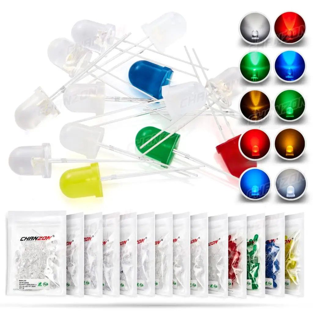 50 Uds. Diodo LED de 8mm blanco rojo verde azul amarillo RGB tricolore ánodo común cátodo 2V 3V 20mA DIP F8 bombilla de lámpara de luz emisora DIY - imagen 5