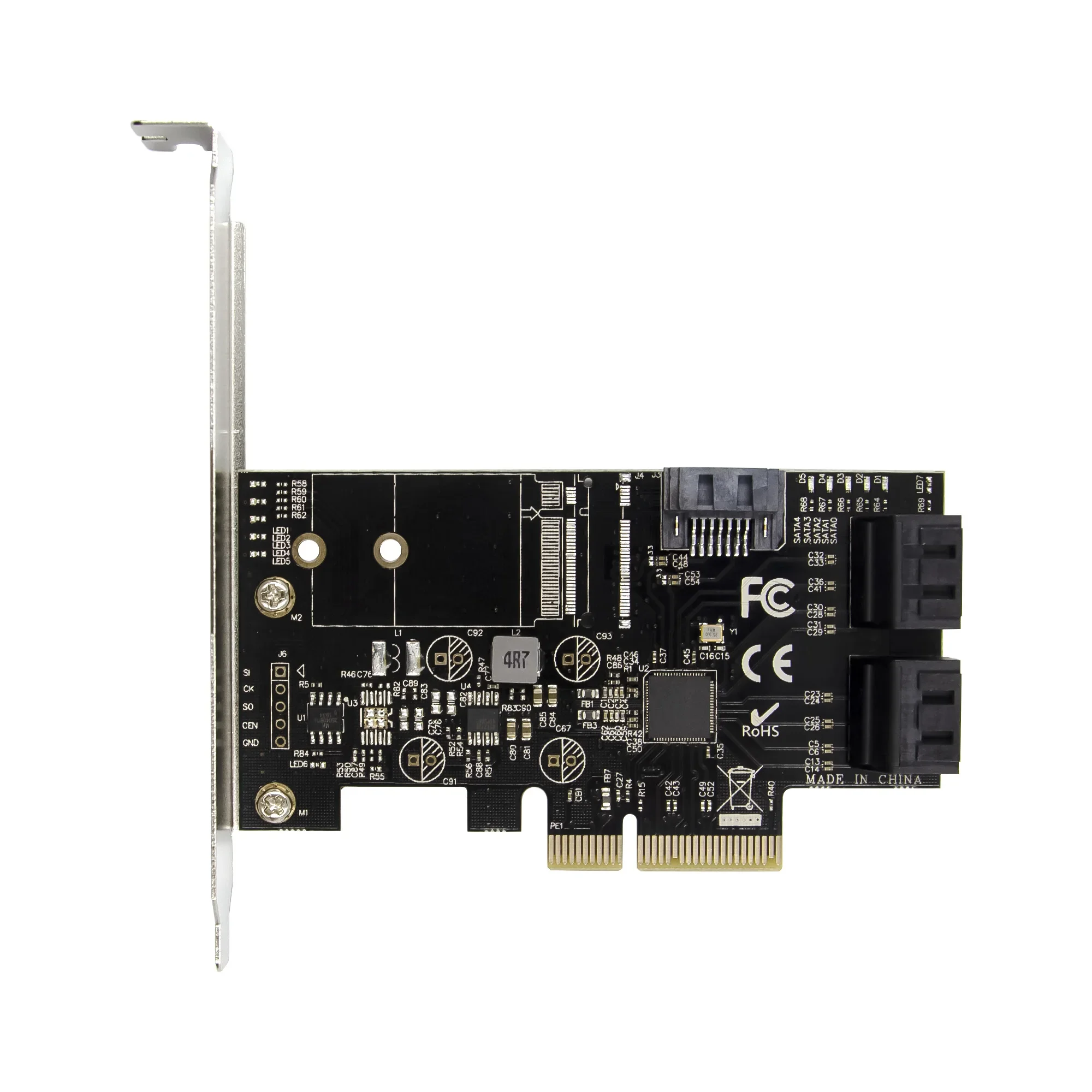 Adaptador SATA a PCIE 5 puertos PCI Express X4 X8 X16 a SATA 3,0 tarjeta de expansión de velocidad de 6 Gbp Cable de datos SATA 3,0 - imagen 4