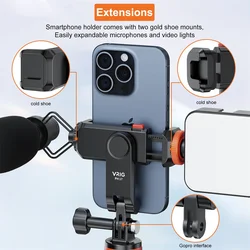 VRIG Soporte para móvil con doble zapata fría y adaptador GoPro