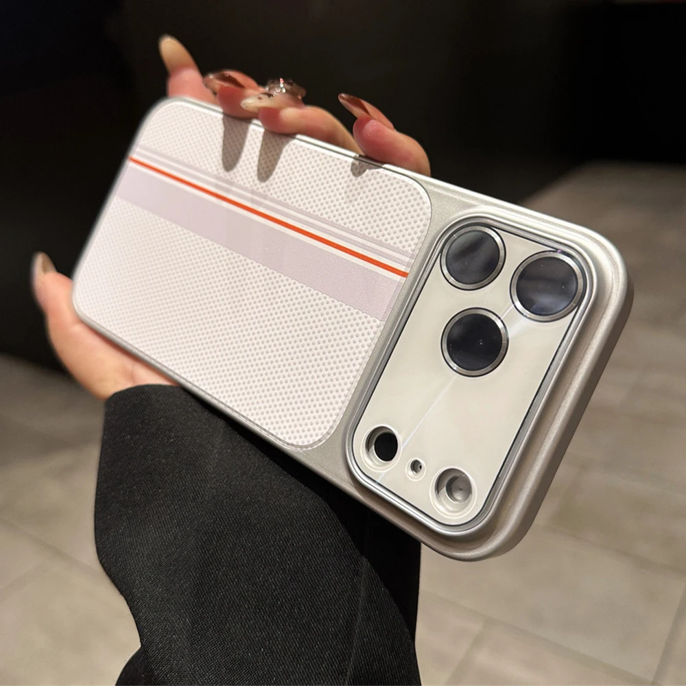 Funda de teléfono magnética con diseño de celosía a rayas coloridas de lujo para iPhone 17 16 15 14 13 Pro Max Air 16 Plus, funda trasera antideslizante - imagen 3