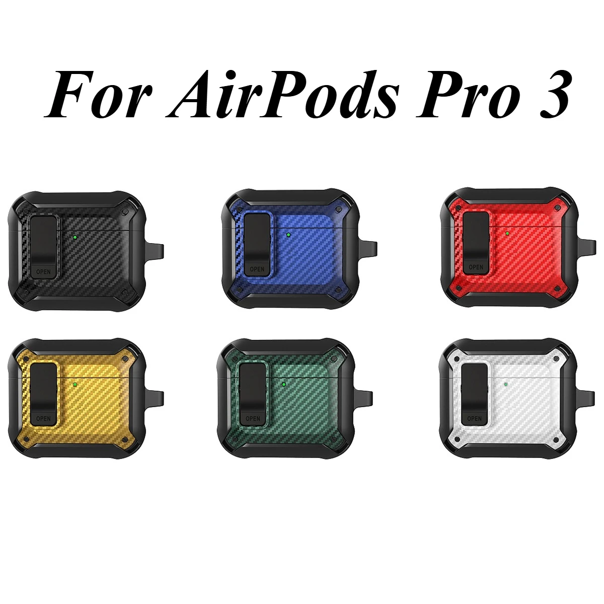 Funda de bloqueo de interruptor de fibra de carbono para AirPods Pro 3 2025, funda protectora completa para AirPods Pro3rd 2025, funda AirPod Pro 3nd