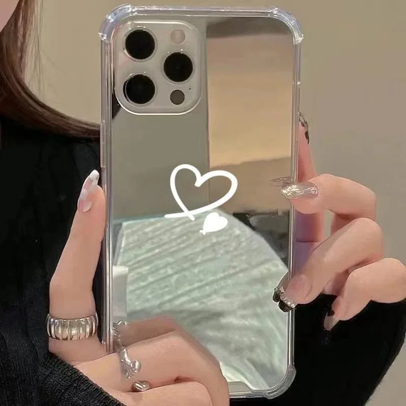 Funda de teléfono suave con espejo de corazón de amor para Samsung Galaxy S25 S24 S23 S22 S21 Ultra Plus FE A06 A14 A23 A36 A52 A55 A56 - imagen 4