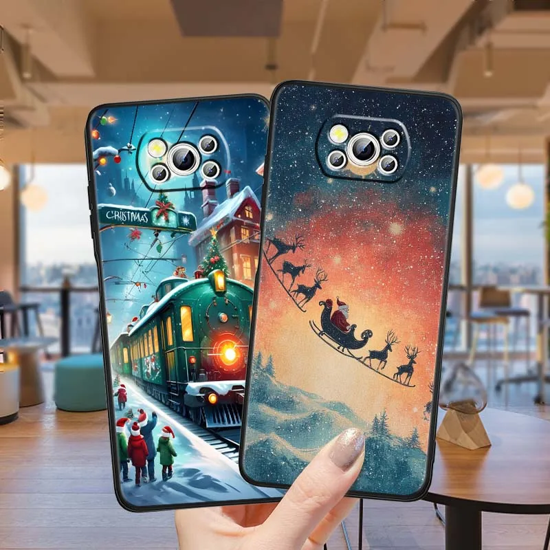 Popular ciervo regalo de Navidad para Xiaomi Mi Poco F3 F4 F5 F6 X3 X4 X5 X6 X7 M3 M4 M5s M5 M6 GT Pro 5G funda negra para teléfono - imagen 5