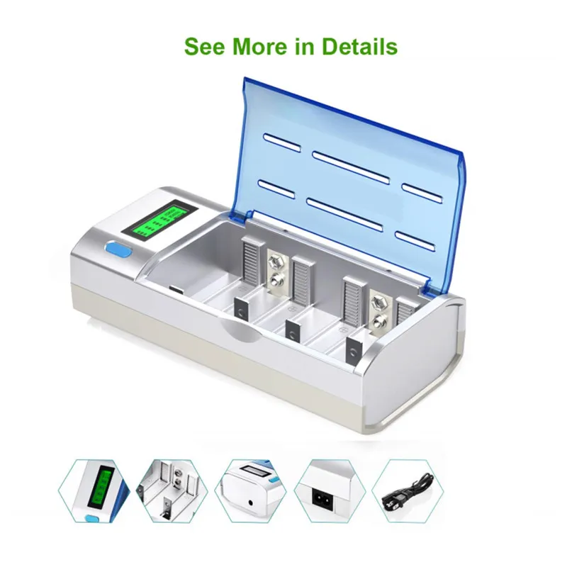 Cargador Inteligente LCD 6 Pilas AA/AAA/C/D/9V - Carga Rápida - imagen 5