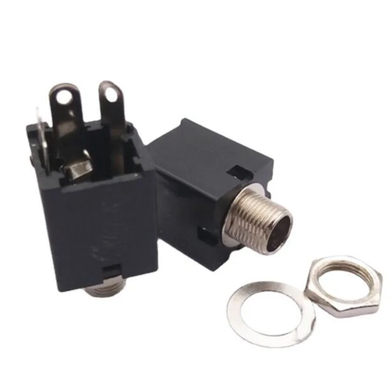 Enchufe hembra mono para auriculares, conector para micrófono, Panel de montaje de 6,35 pulgadas, tuerca de soldadura, conector de Audio de 6,5mm, 2/5/10 piezas, 3 pines, 1/4mm, 6,35mm