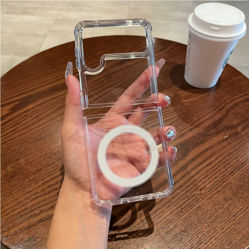Funda de teléfono MagSafe para Samsung Galaxy Z Flip 5 4, carcasa trasera suave con cargador magnético - imagen 3