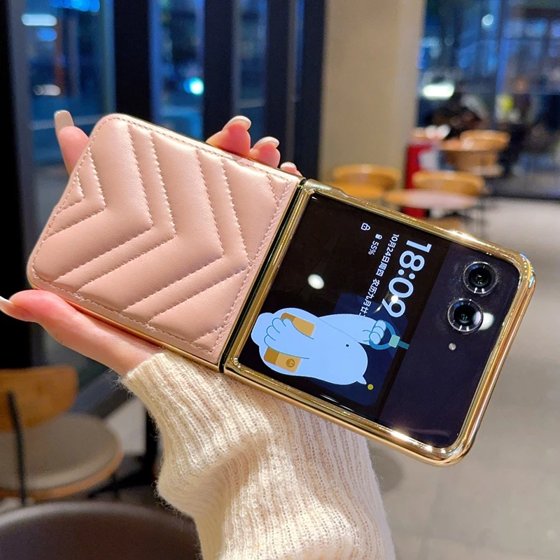 Para Motorola Razr 50 Ultra funda de lujo de cuero PU moda revestimiento de piel funda protectora trasera para Moto Razr 50 50Ultra Shell - imagen 2