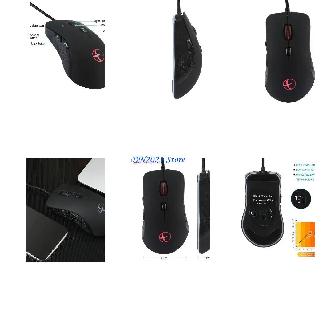 F3KE 2400 DPI calefacción calefacción cuaderno piezas computadora Piezas juego con cable