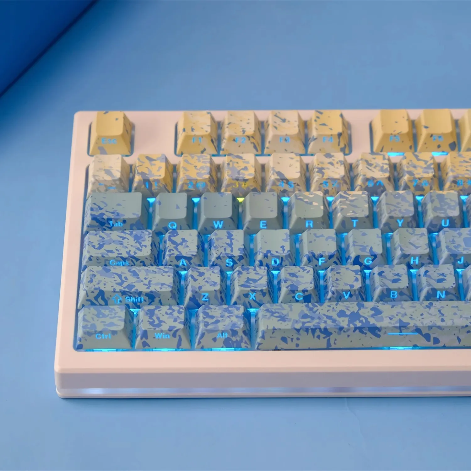 Juego de teclas Gulf Refreshing Breeze, teclas con tinte PBT, sublaterales impresas, retroiluminadas, perfil de cereza, teclado MX Switch, 1 Juego - imagen 2