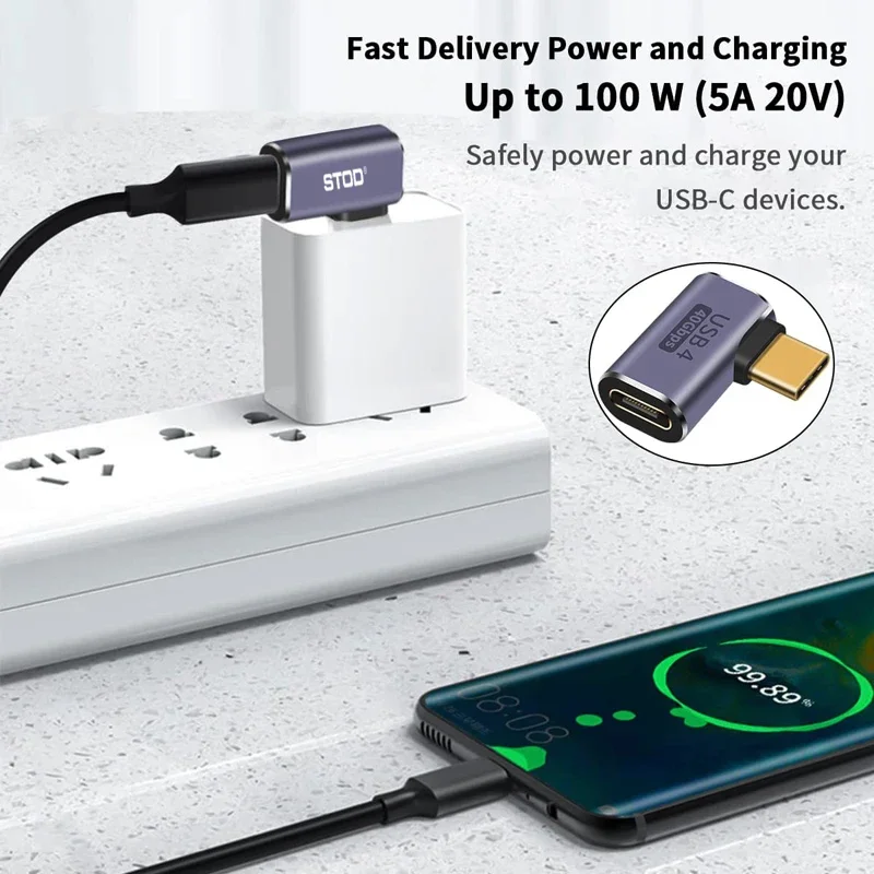 Adaptador USB-C 90° Thunderbolt Macho a Hembra en Ángulo - imagen 3
