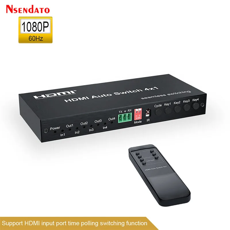 Conmutador automático HDMI de 1080P, Selector de interruptor HDMI 4x1 con conmutación perfecta, adaptador de conmutador HDMI 4 en 1 salida para DVD, PC, Monitor de TV - imagen 2