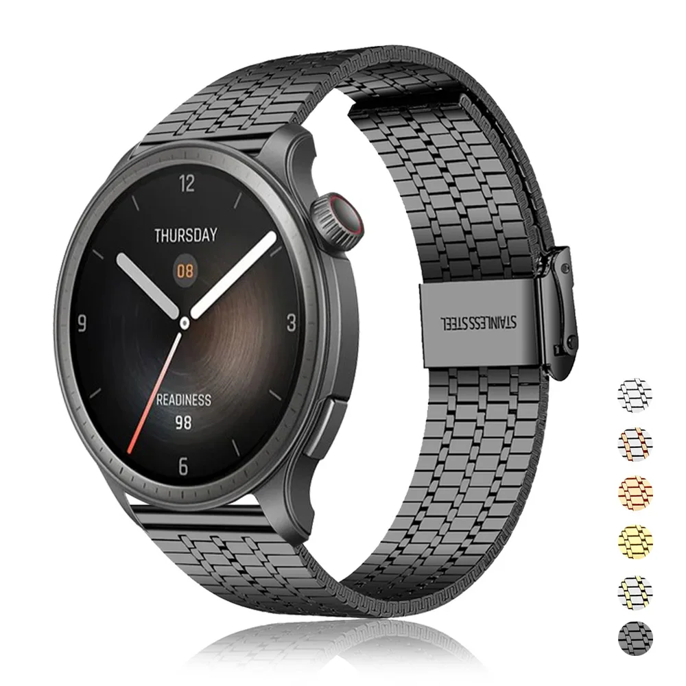 Correa de Metal de 20mm/22mm para Amazfit GTS/2/2e/3/4/GTS 4 2 Mini/GTR 47mm/GTR2/3/4/Pro, pulsera de acero inoxidable Amazfit Bip 6 5