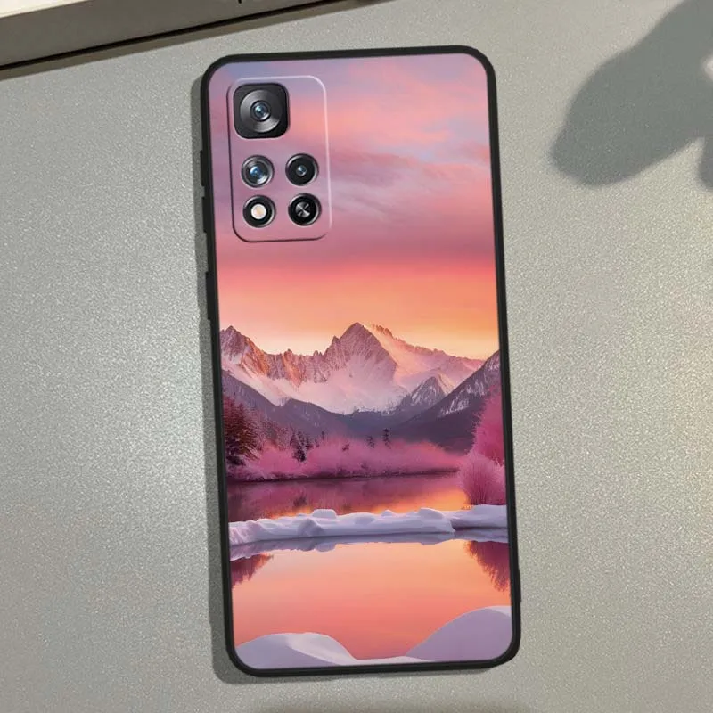 Escena de nieve de invierno para Xiaomi Redmi Note 14 14S 13 12S 12R 12T Lite Pro Plus Max 5G 4G funda de teléfono negra - imagen 3