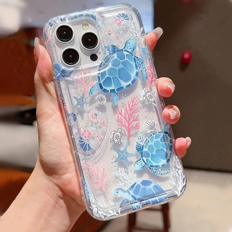 Funda transparente con estampado de delfines y tortugas oceánicas de verano para Xiaomi Redmi Note 12 4G Redmi Note 13 Pro Plus 5G 12S 11S 11 10S 10 9 9S