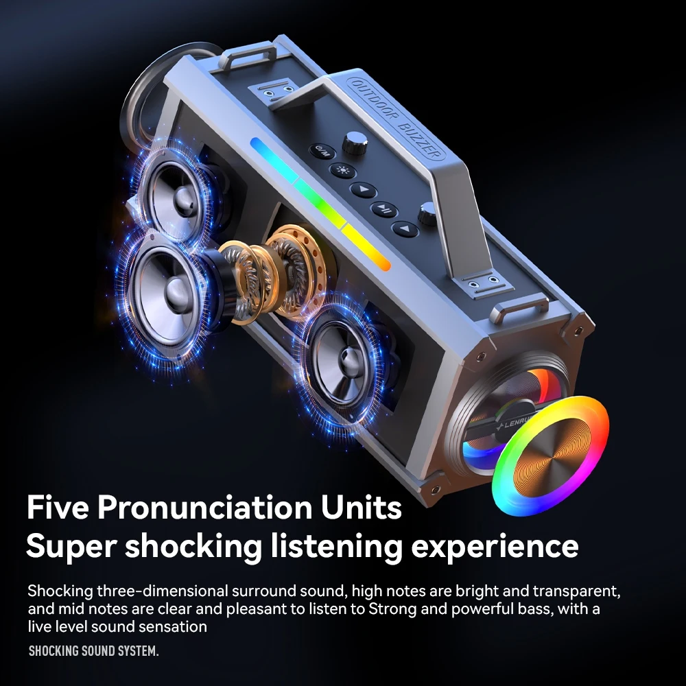 Altavoz Bluetooth portátil con luz colorida y graves impactantes de 200W con 2 micrófonos sonido envolvente Subwoofer inalámbrico Boombox Karaoke en casa - imagen 3