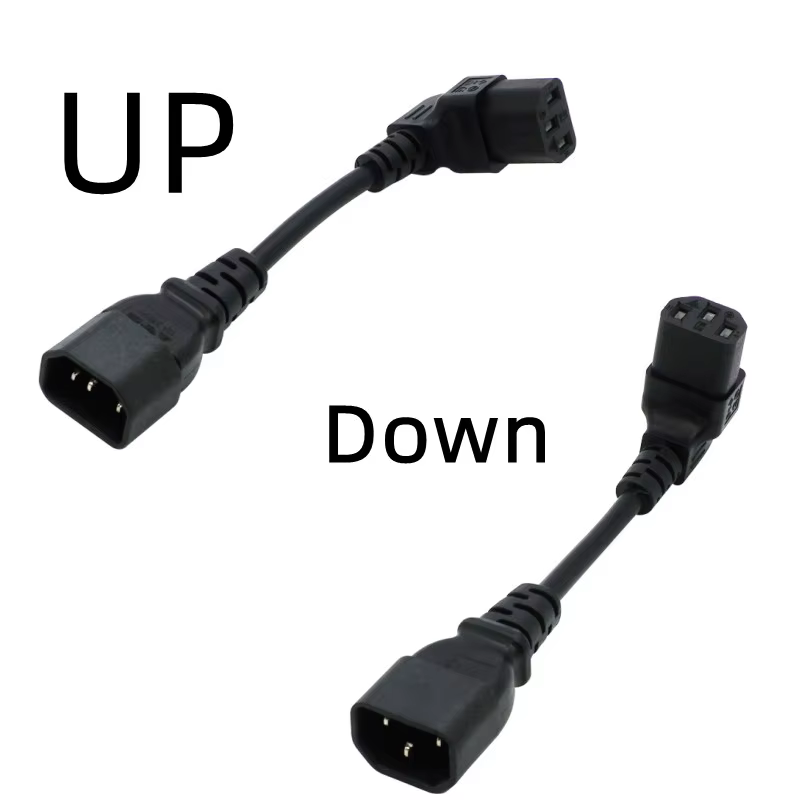 Cable Extensión Alimentación IEC C14 Macho a C13 Hembra – 15 cm 90°