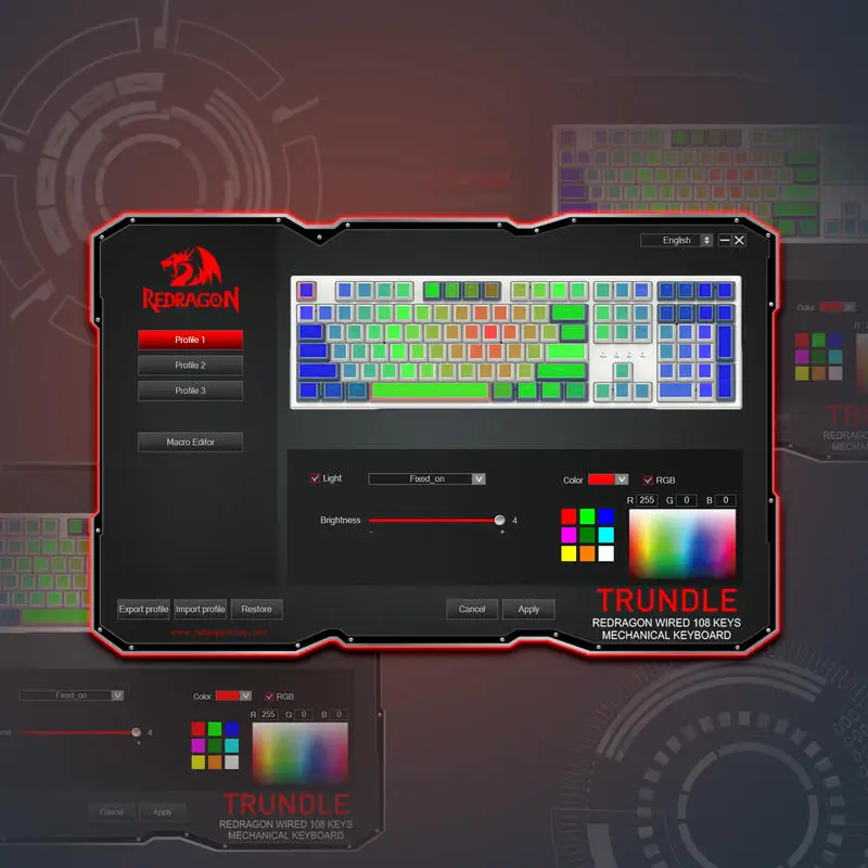 Teclado para juegos Redragon K668 RGB, teclado mecánico con cable de 108 teclas con 4 teclas de acceso adicionales, enchufe intercambiable en caliente mejorado, interruptor rojo - imagen 5