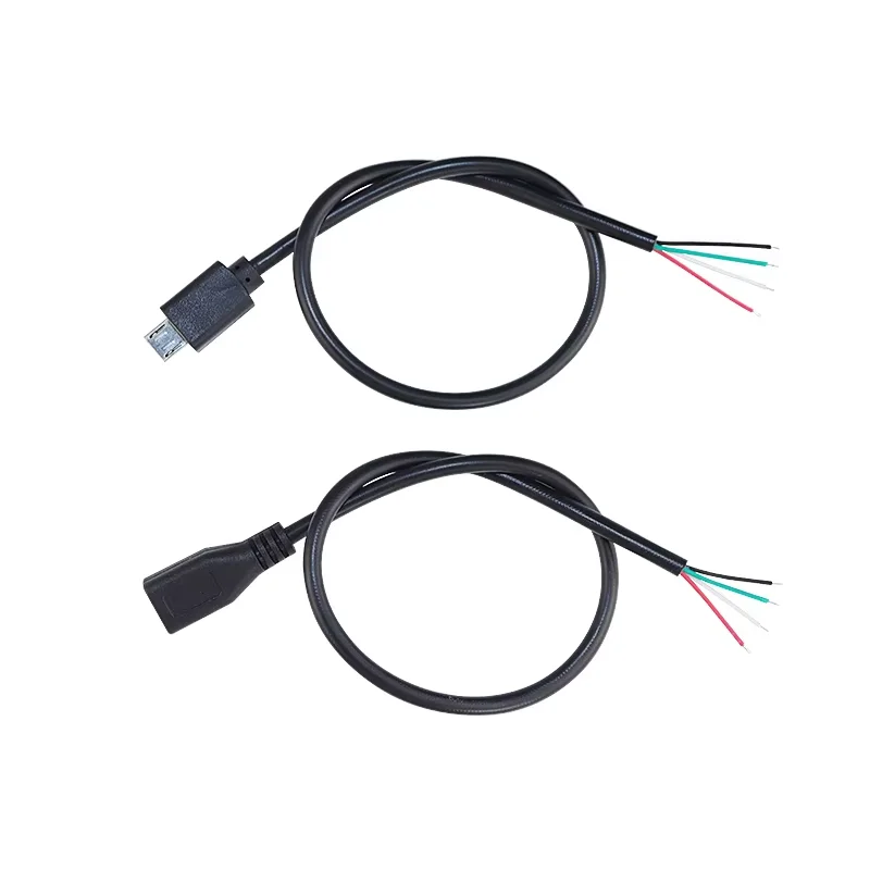 1 Uds. Conector USB Micro tipo C de 2 cables y 4 cables, conector macho de cabeza recta/codo de 4 pines/2 pines, cable de extensión macho tipo c para bricolaje - imagen 3