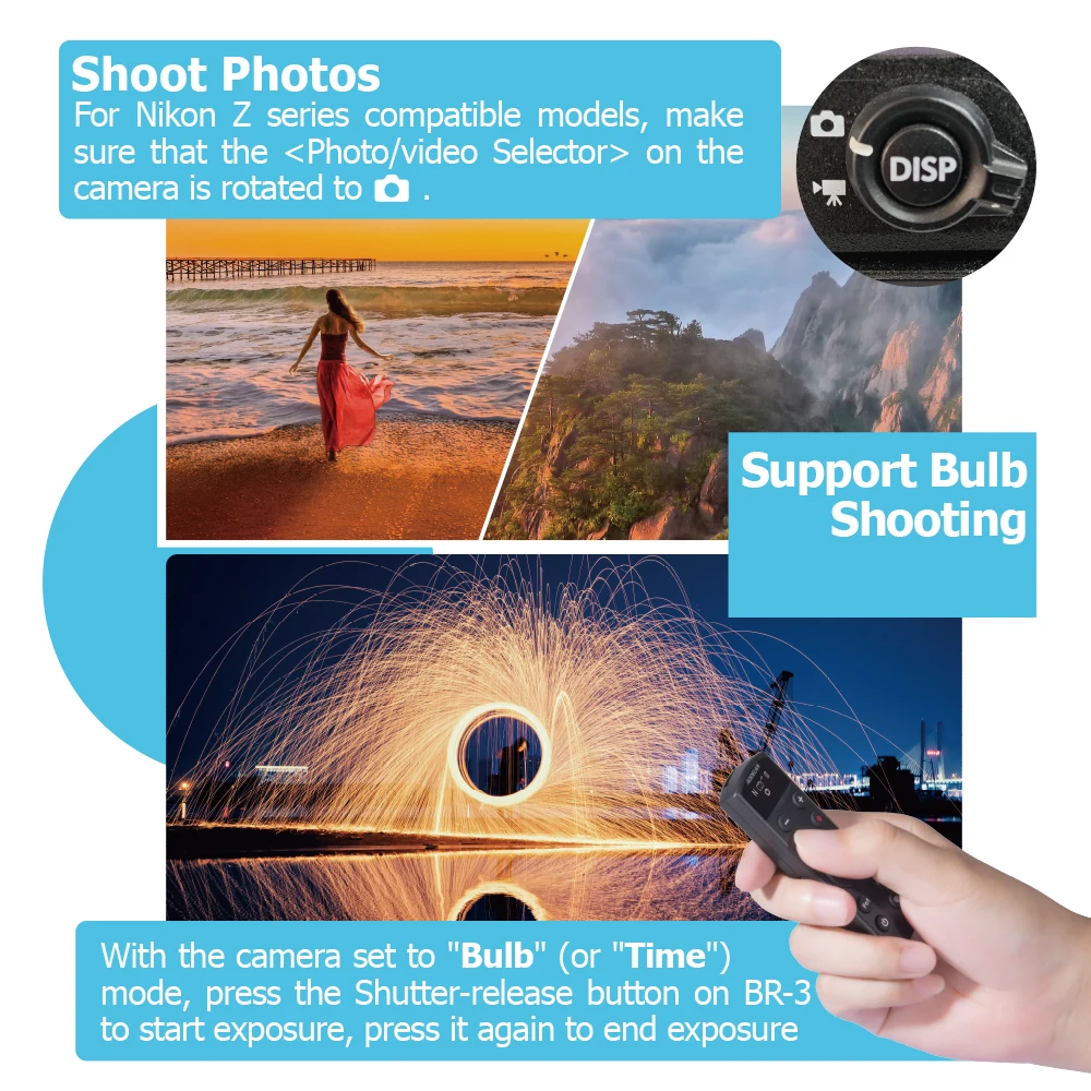 ML-L7 Trípode de agarre de obturador remoto recargable inalámbrico para Nikon A1000, B600, P1000, P950, Z6III, Z30, Z50II, Zfc, Z5 - imagen 2