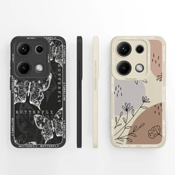 Xiaomi Redmi Note 14S – Funda de silicona líquida con mariposas