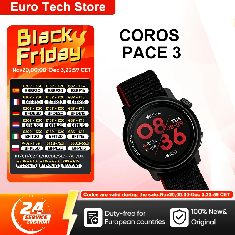 COROS Pace 3 Reloj inteligente deportivo GPS Ligero y cómodo GPS de doble frecuencia Reloj para correr Frecuencia cardíaca