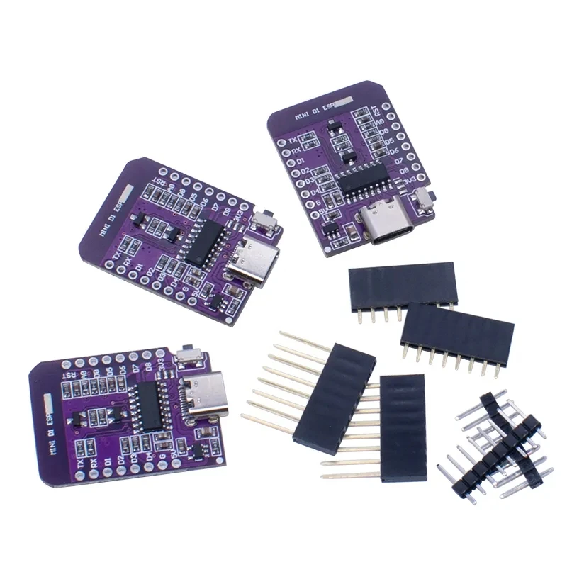 Mini Placa de desarrollo WIFI D1 Mini TYPE-C ESP8266 ESP-07/07S CH340G USB D1, NodeMCU Lua IOT, 3,3 V con pines - imagen 2