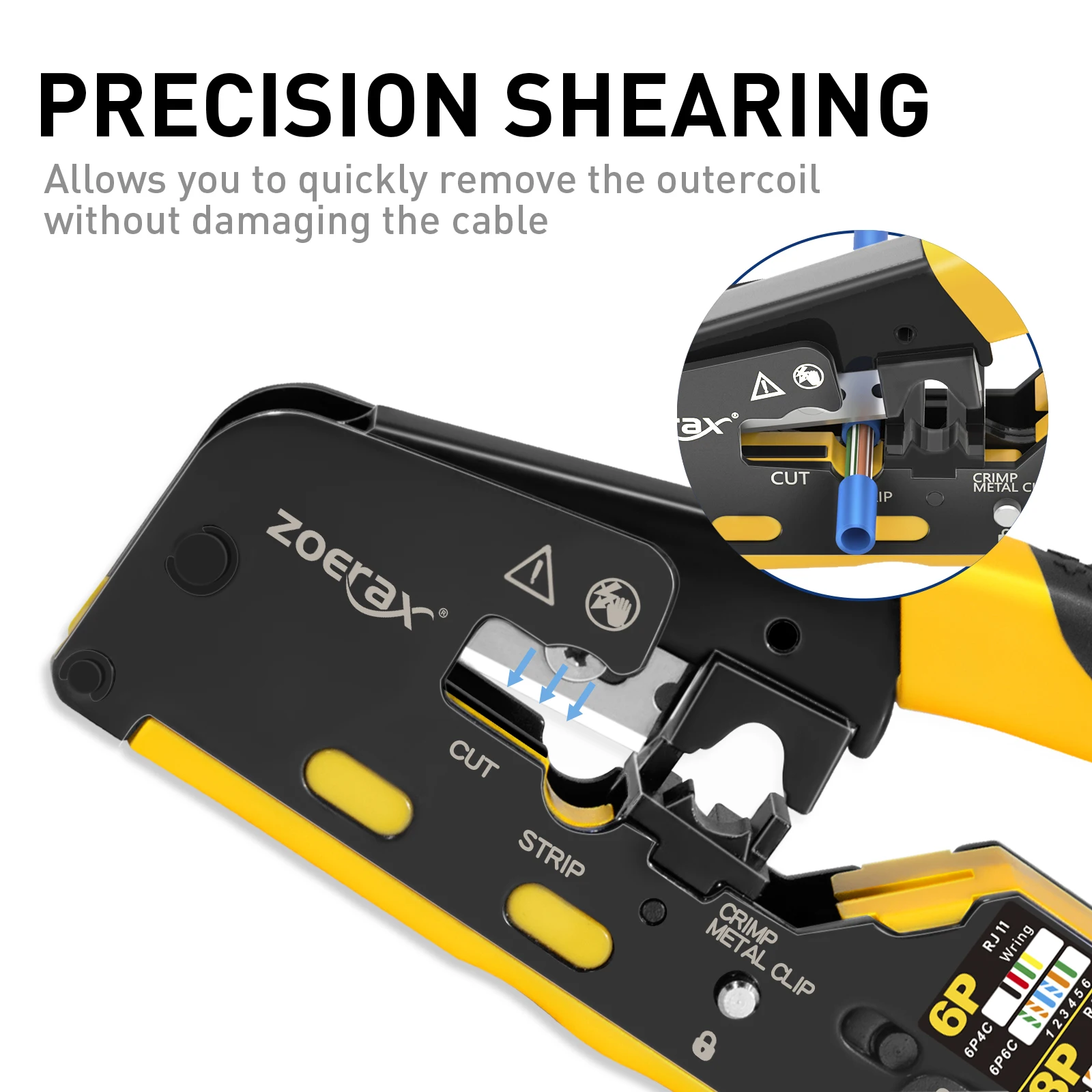Herramienta de prensado ZoeRax RJ45 Cat7, herramienta de prensado Ethernet y cortador de cables para conectores de paso Cat7 Cat6a Cat6 y Cat5e - imagen 4