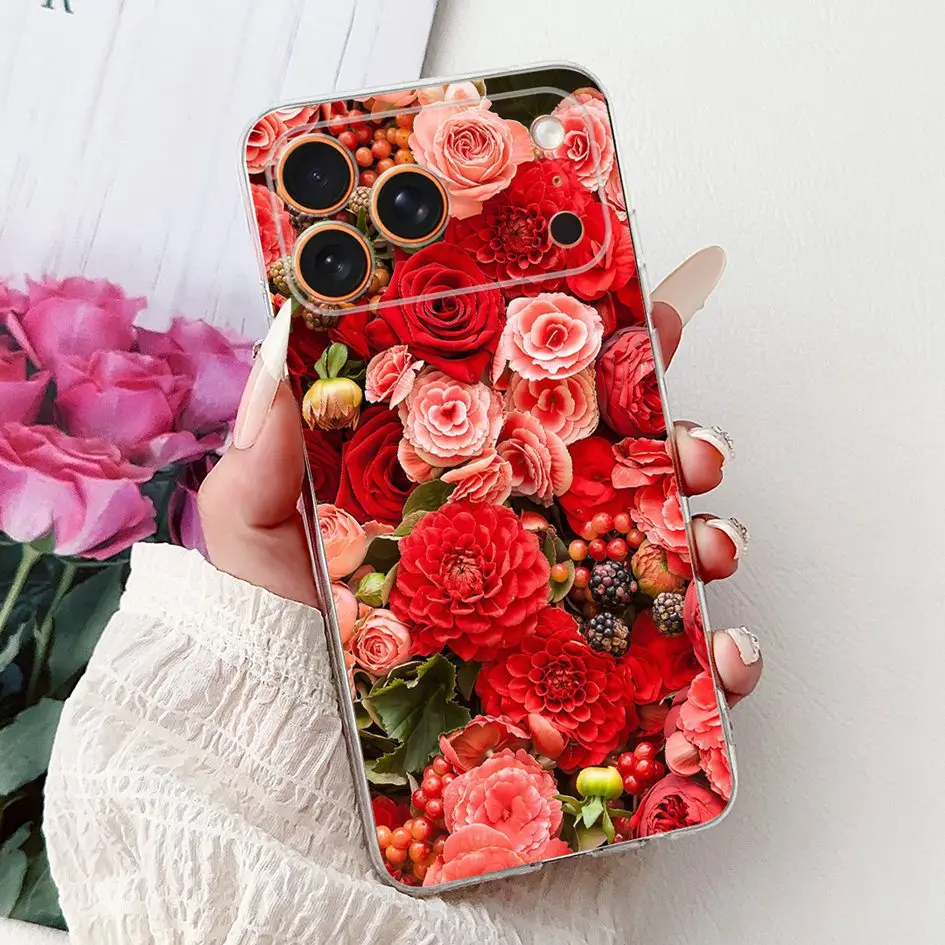 2025 nueva funda para iPhone 17 Pro funda de moda mariposa flor suave funda protectora trasera de silicona para iPhone17 17 Pro Max Shell - imagen 4