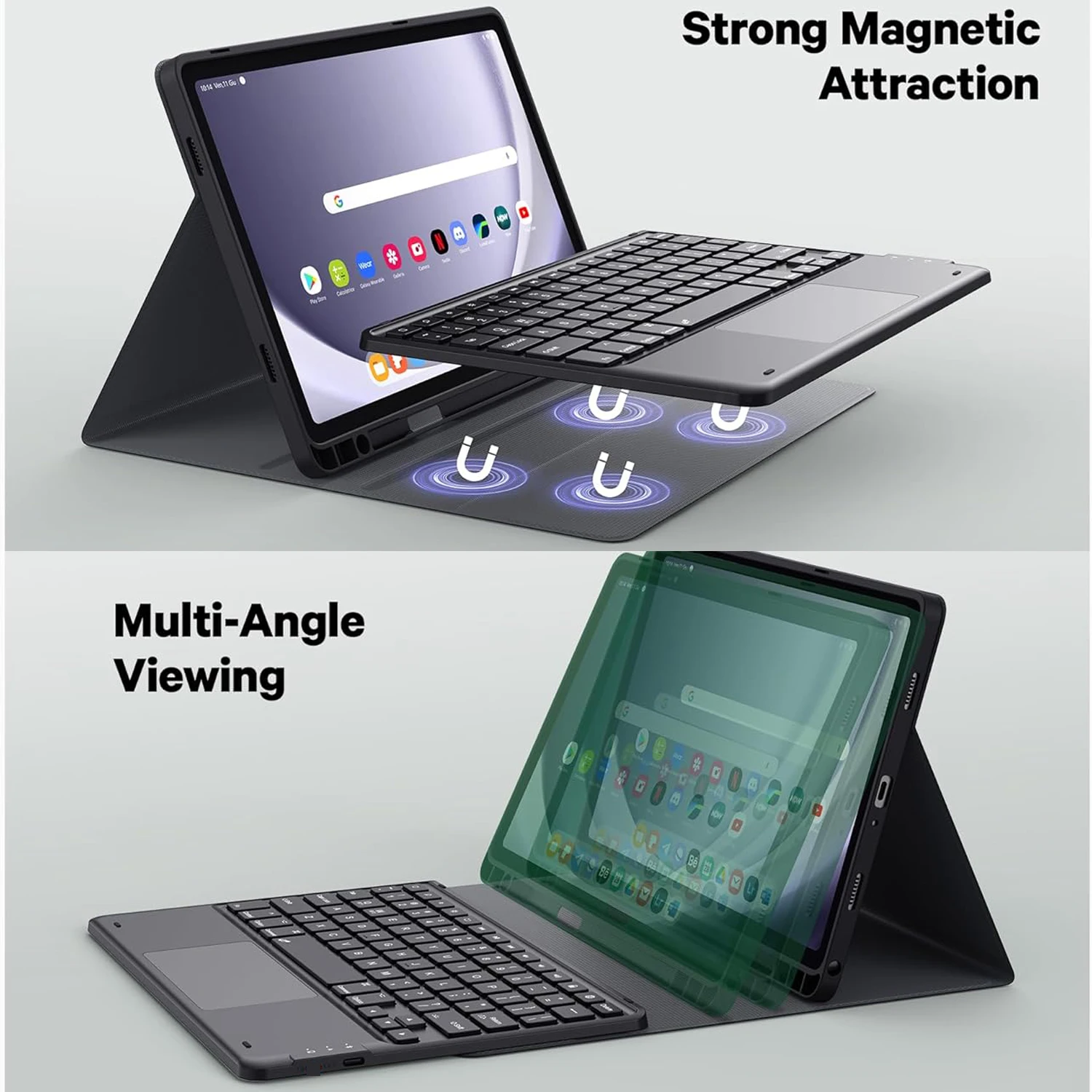 Para Samsung Galaxy Tab A9 Plus Funda de 11 pulgadas, Funda con teclado para Samsung Galaxy Tab A9+ 11 pulgadas SM-X210/X216/X218 - imagen 3