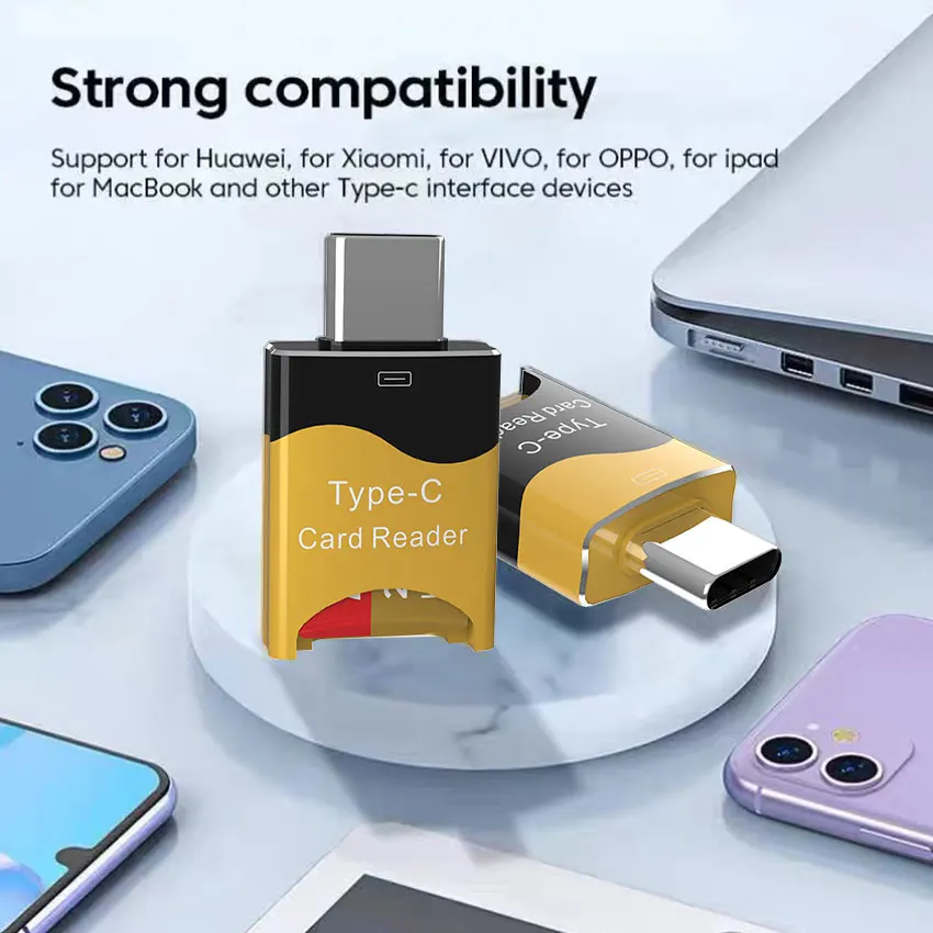 Adaptador de lector de tarjetas tipo C a micro-sd TF, lector de tarjetas de memoria inteligente OTG, adaptador de unidad Flash USB3.0 para Huawei, iPad, Macbook ﻿