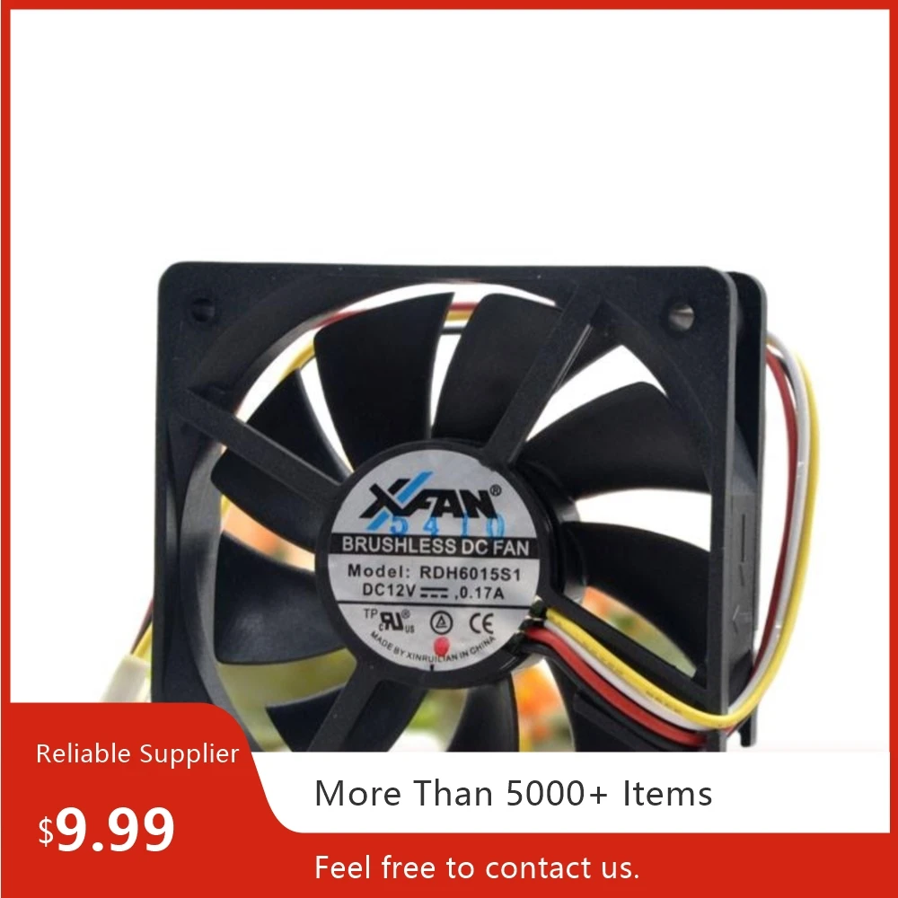 RDH6015S1 para Original XFAN 6015 12V 0.17A ventilador con caja de Control de temperatura PWM de 4 pines 60x60x15mm rodamiento de bolas doble