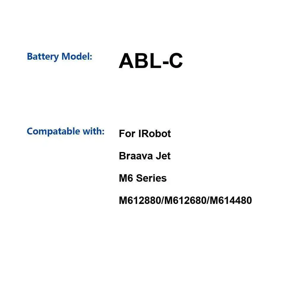 Robot Cleaner Battery For Irobot Braava Jet M6 Series M612880 M612680 M614480 Abl-C Stable 2000Mah