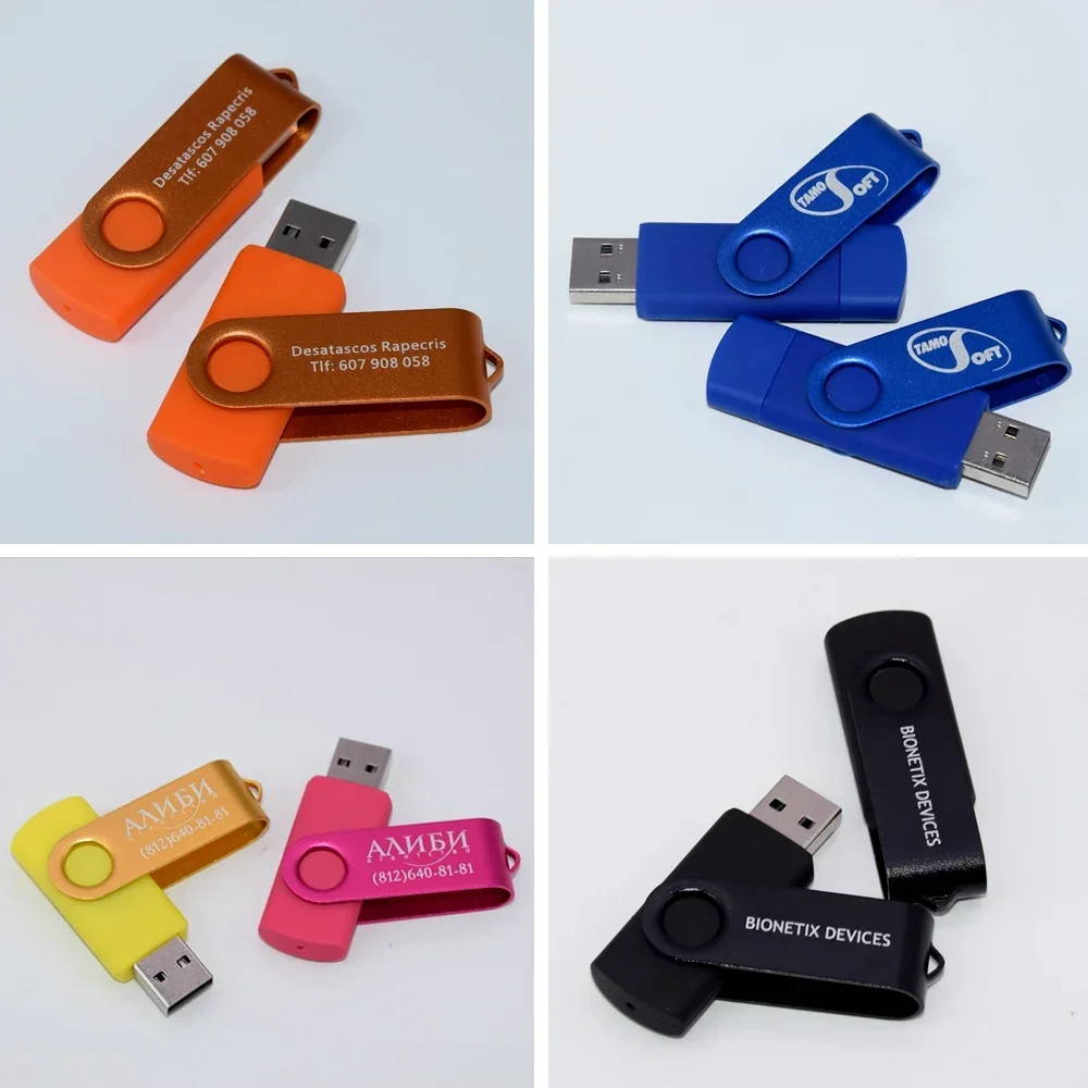 Unidad Flash USB de Metal colorido para PC, lápiz de memoria USB 2,0, logotipo personalizado gratis, fotografía, 20 unidades por lote - imagen 4