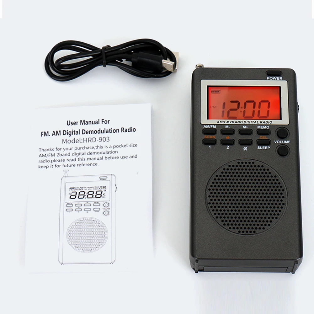 Radio FM portátil HRD-903, receptor Mini de bolsillo, AM, retroiluminación de dos bandas, alarma de emergencia para exteriores, caminar y trotar - imagen 5