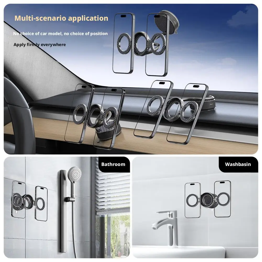 Soporte magnético para teléfono de doble cabeza, ventosa de rotación, soporte para teléfono para coche, soporte plegable ajustable para teléfono, tablero - imagen 2