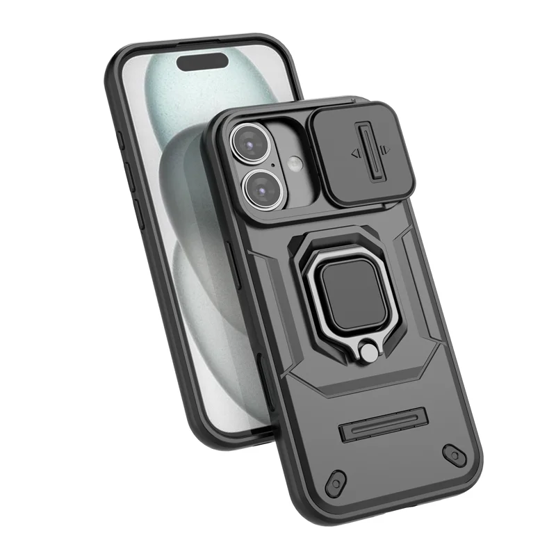 Para Apple iphone 17 funda deslizante para ventanas iphone 17 Pro Max Fundas Coque soporte de anillo de batalla funda de teléfono con lente de empuje iphone 17 - imagen 4