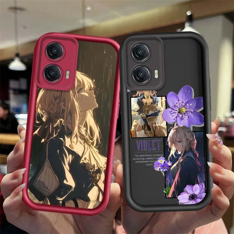 Funda violeta Evergarden para Motorola G Stylus Pure G55 G54 G75 G85 G84 G32 G24 G23 G13 G04 5G 2025, funda de teléfono con escalera ocular