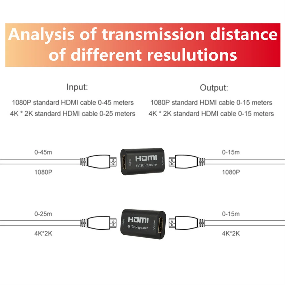 Repetidor 4K x 2K compatible con HDMI, amplificador de señal HD hembra a hembra, extensor de hasta 40m, adaptador de refuerzo de transmisión sin pérdidas - imagen 3