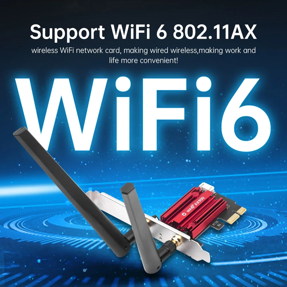 PCIE AX900 WiFi 6 Adaptador WiFi BT5.4 802.11AX Ethernet Tarjeta de red inalámbrica de doble banda 2,4G/5GHz para escritorio Win 10/11 - imagen 2