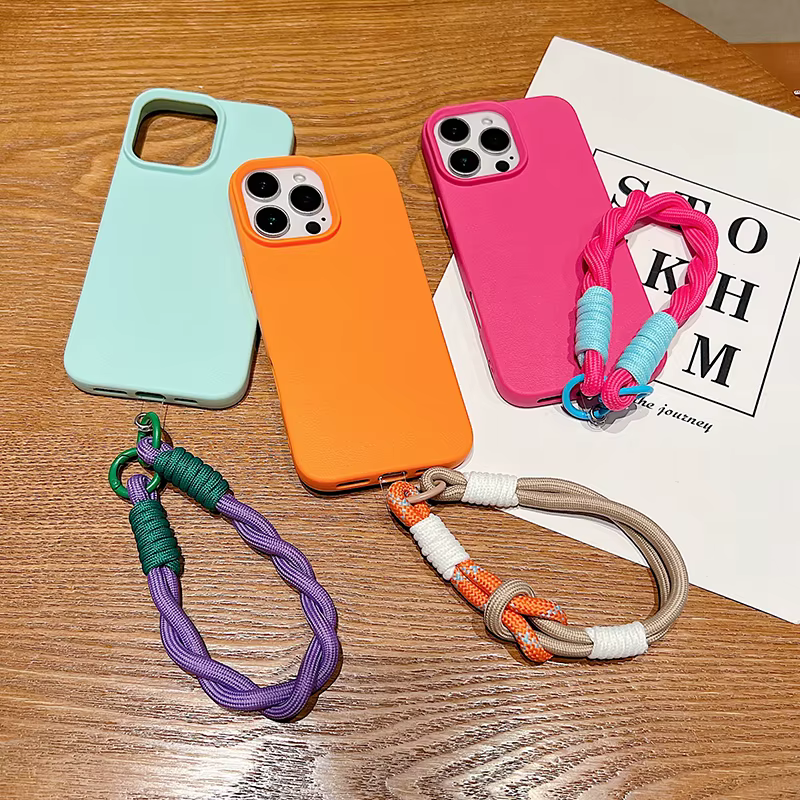 Funda de teléfono de lujo con cordón suave mate de cuero Litchi para iPhone 16 15 14 13 12 11 Pro Max X XS XR 7 8 Plus cubierta a prueba de golpes - imagen 5