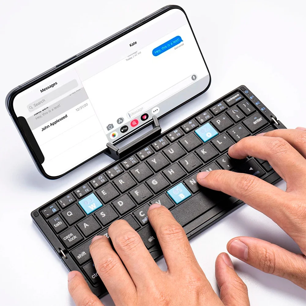 Mini teclado inalámbrico plegable con soporte para tableta, teléfono, portátil, Bluetooth, Android, IOS, Windows, accesorios de oficina - imagen 3