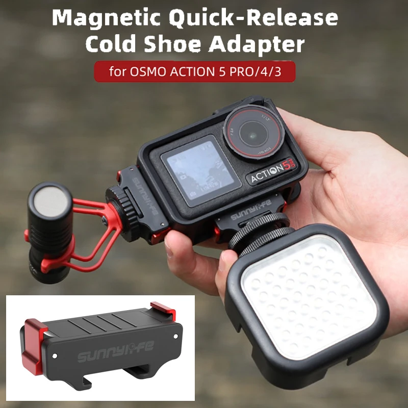Para DJI Osmo Action 5 Pro/4/3 adaptador magnético montaje Base de montaje de liberación rápida con zapata fría cámara trípode adaptador montaje